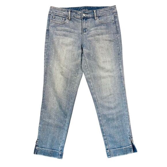 Cache Denim - Y2K Cache Jeans All Over Rhinestone Studded Bling Vintage Denim Cropped Capri 6